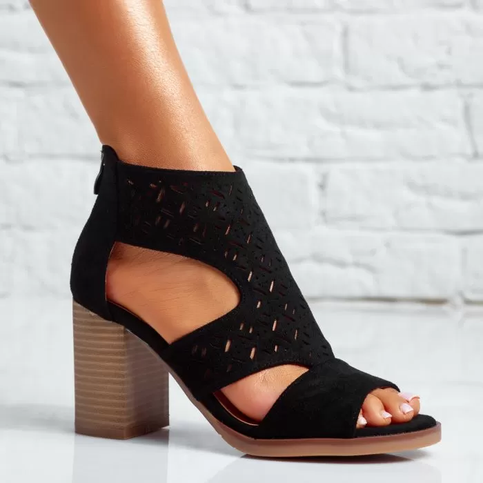 Sandale Dama cu Toc Allie Negre #14735