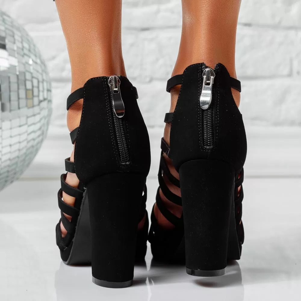 Sandale Dama cu Toc Melody Negre #15476