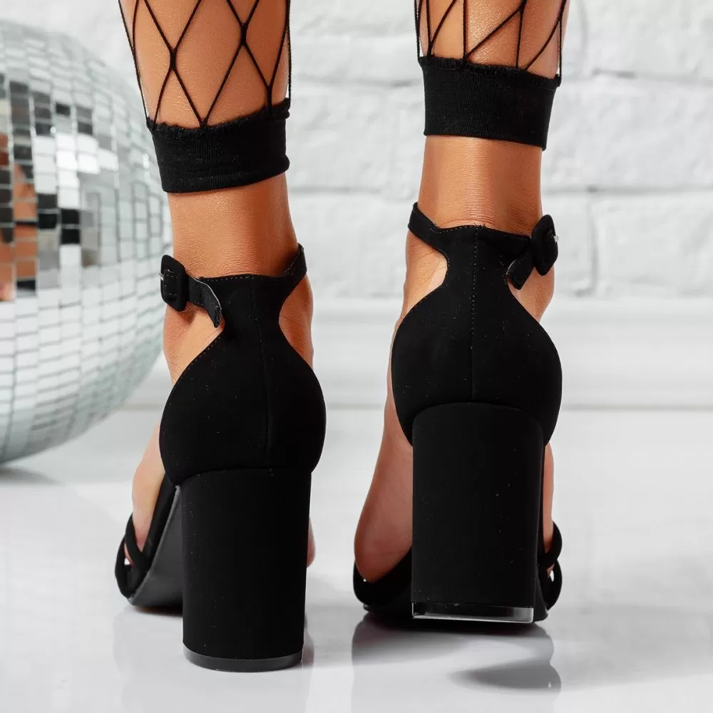 Sandale Dama cu Toc June Negre #15500