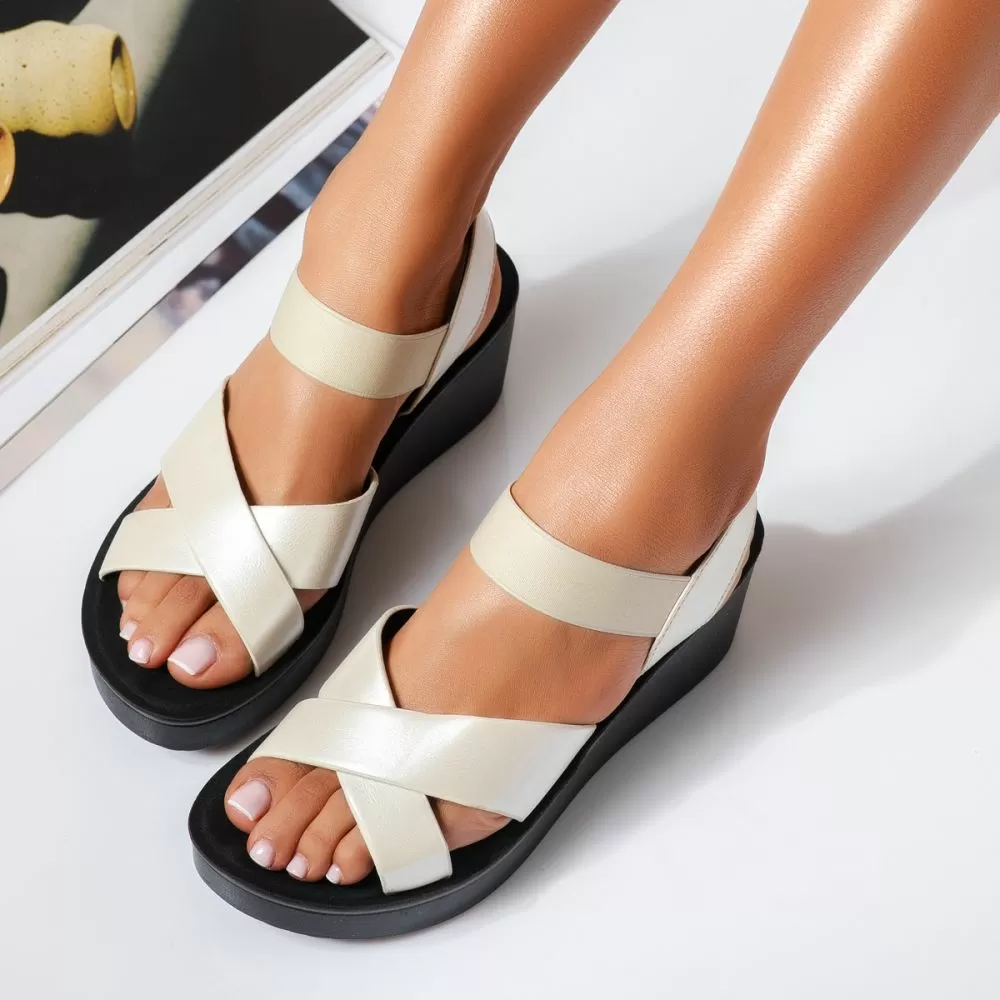 Sandale Dama cu Platforma Freya Bej #15665