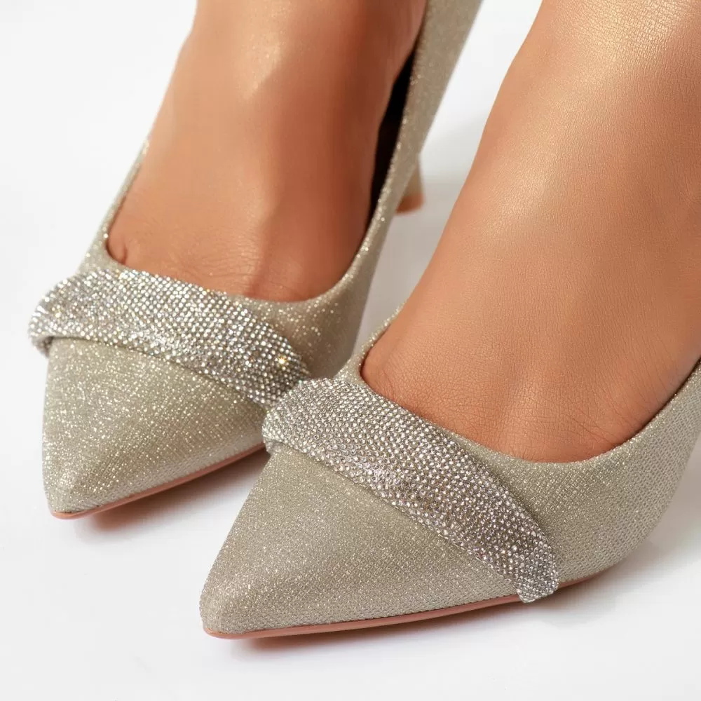 Pantofi Dama cu Toc Thea3 Aurii #16668