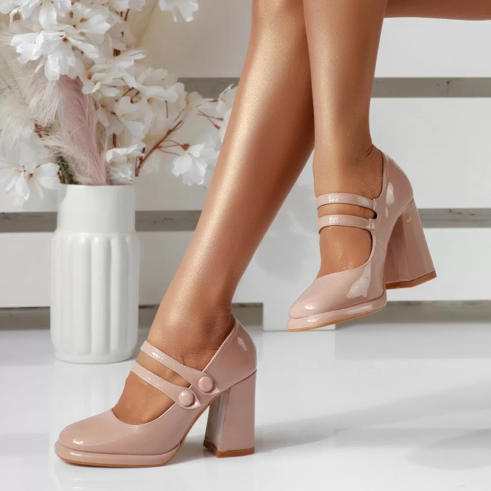 Pantofi Dama cu Toc Amelia Nude #16675