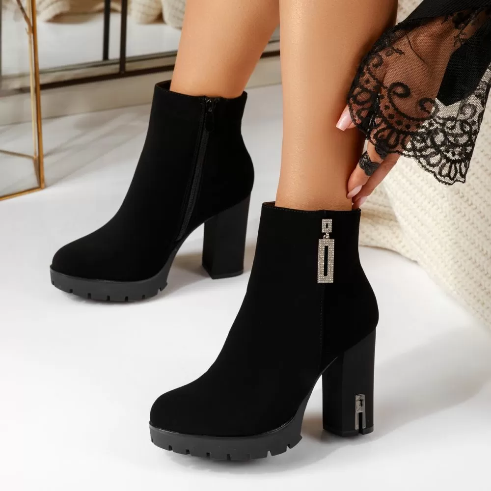Botine Dama îmblanite Bridget Negre #16985