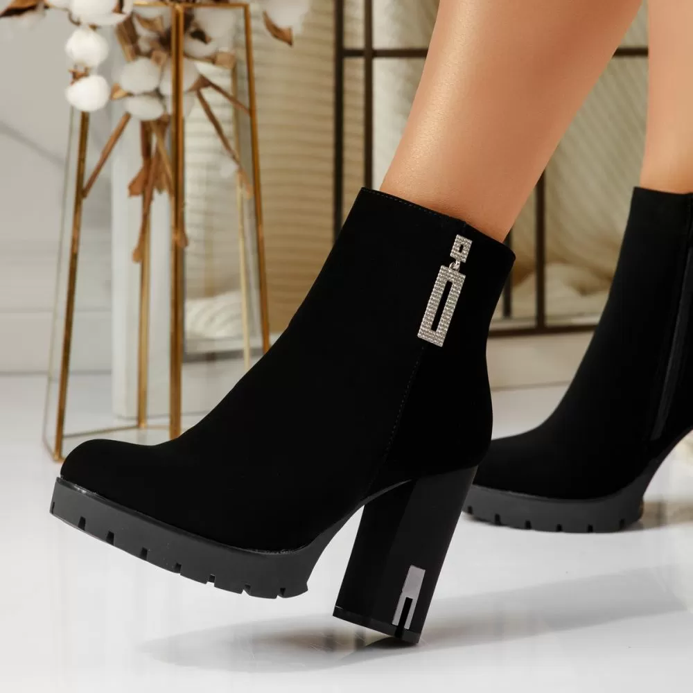 Botine Dama îmblanite Bridget Negre #16985