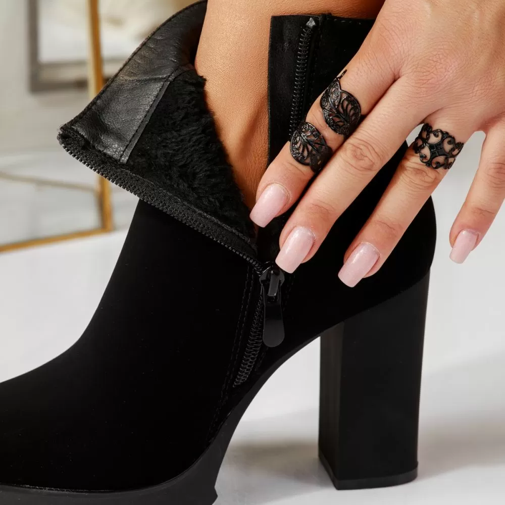 Botine Dama îmblanite Bridget Negre #16985
