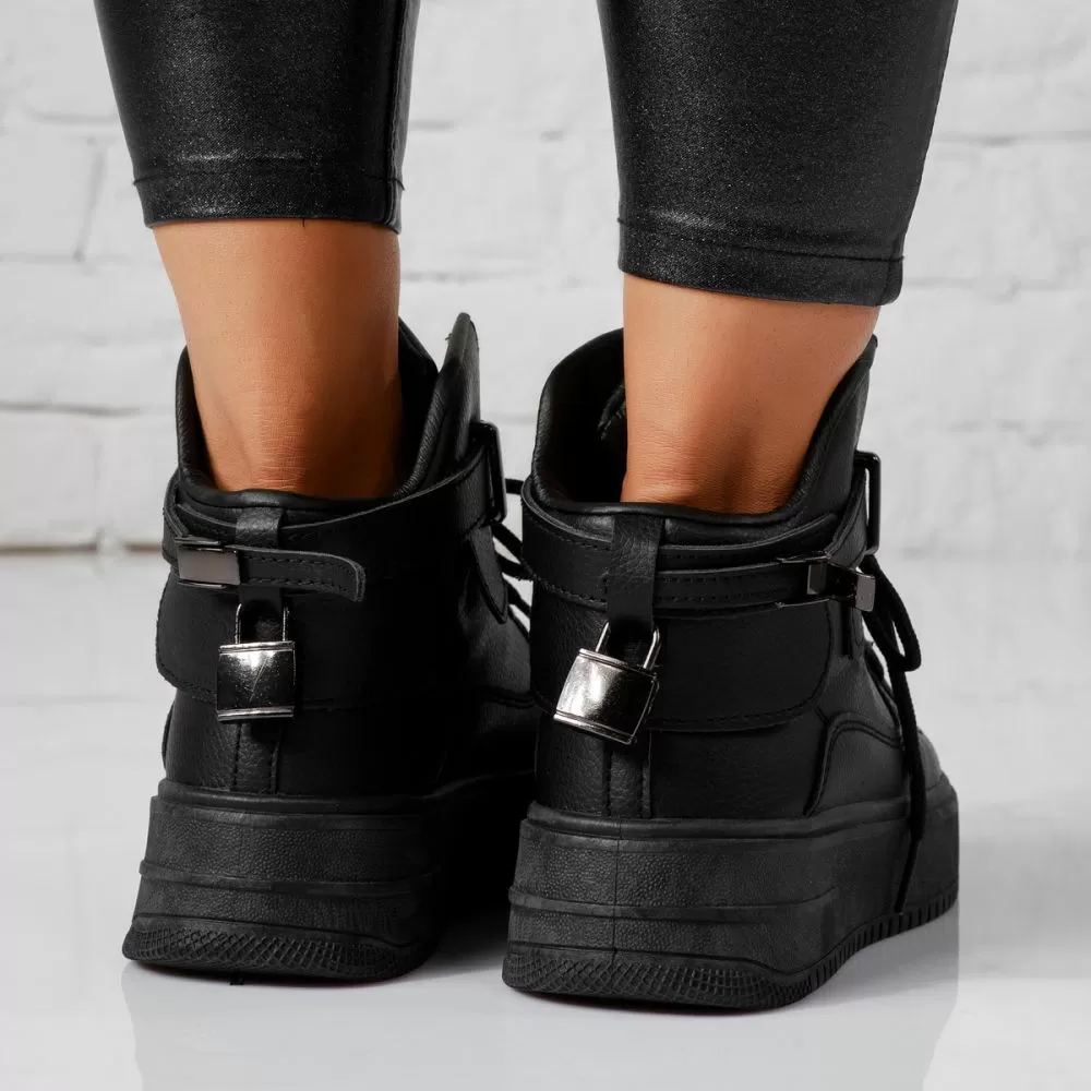 Ghete Dama îmblanite Sport Lucica Negre #17416