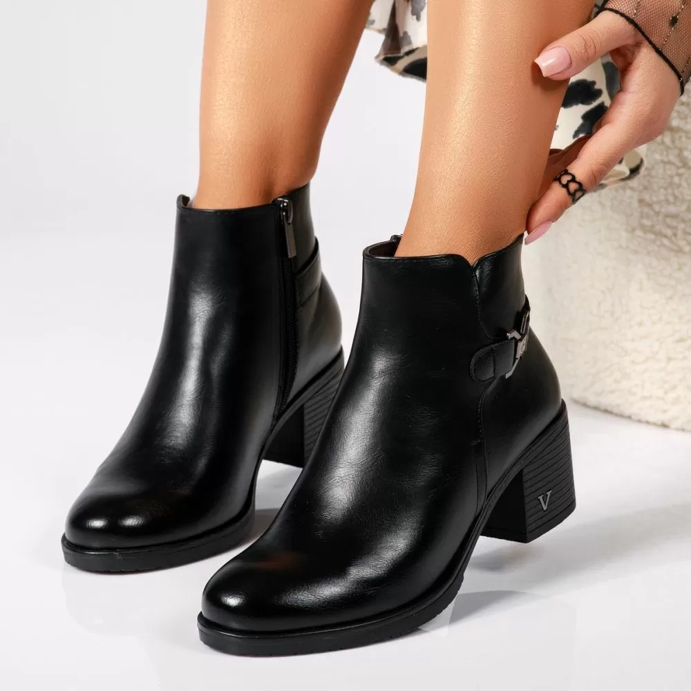Botine Dama îmblanite Aurelia Negre #17464