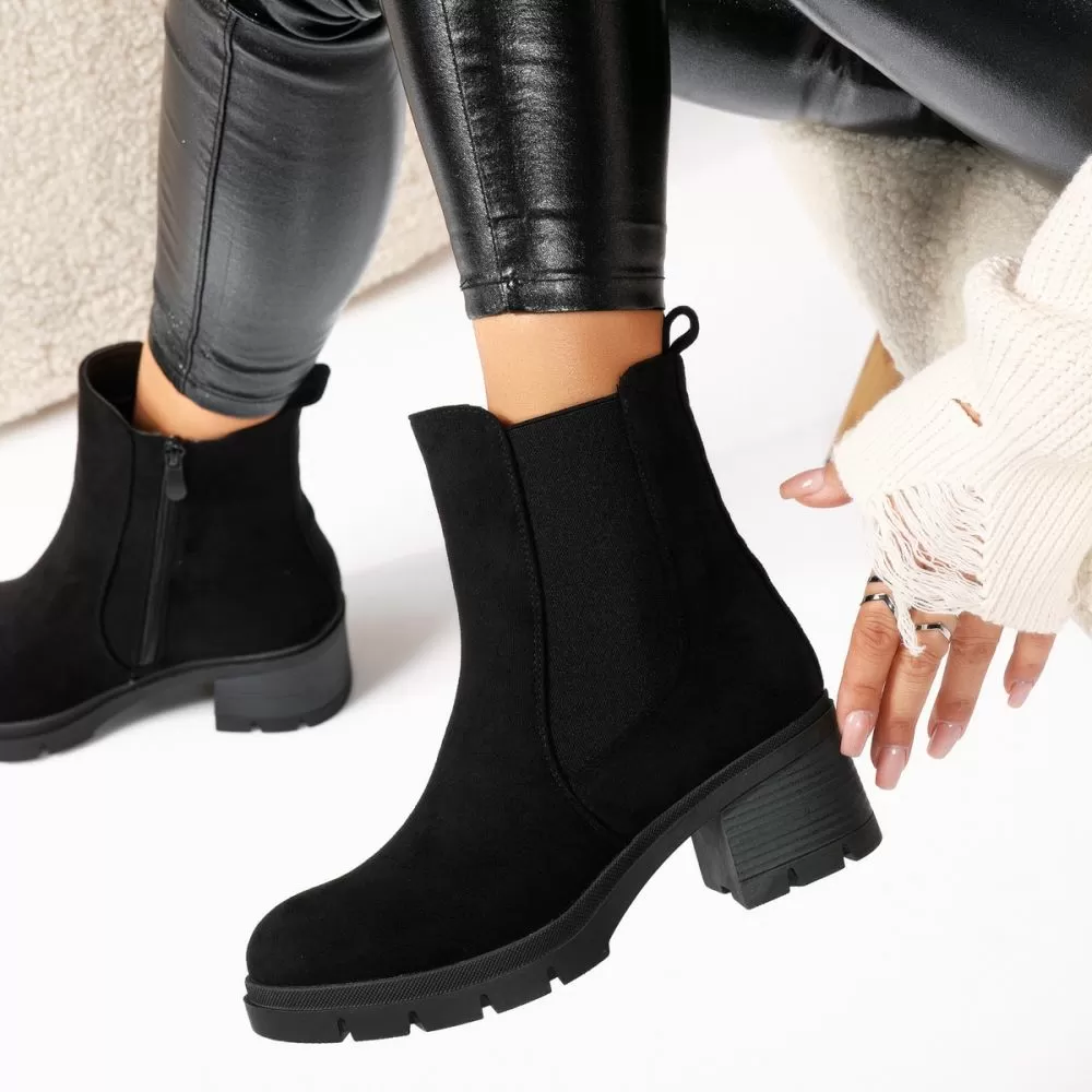 Botine Dama îmblanite Skylar Negre2 #17616