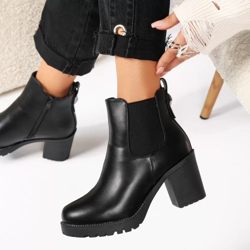 Botine Dama îmblanite Jade Negre #17618