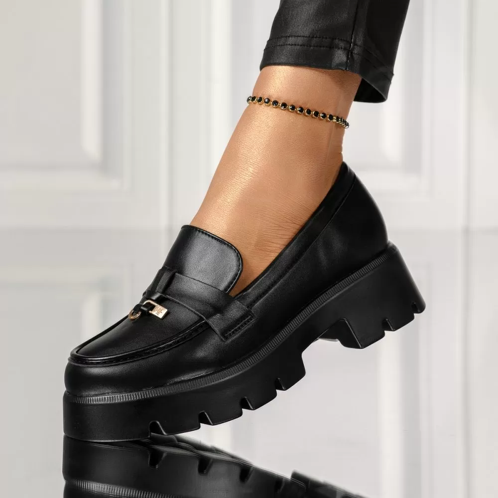 Pantofi casual dama negri din piele ecologica Iulia #18147