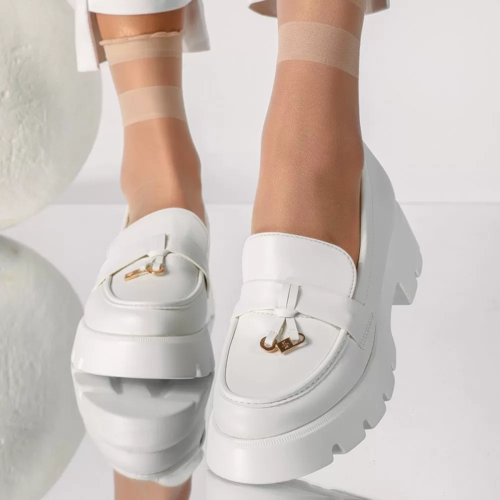 Pantofi casual dama albi din piele ecologica Iulia #18148