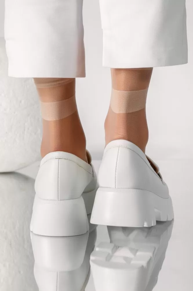 Pantofi casual dama albi din piele ecologica Iulia #18148