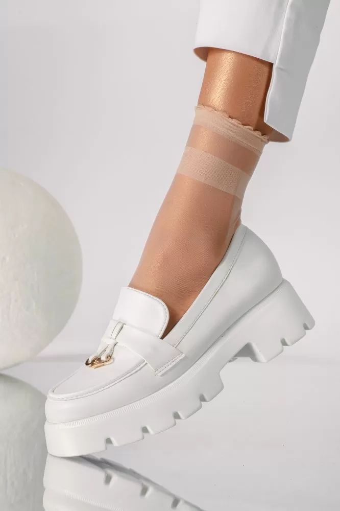 Pantofi casual dama albi din piele ecologica Iulia #18148