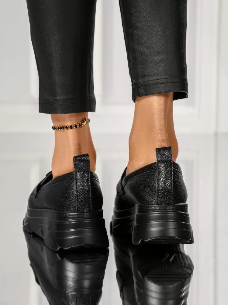Pantofi casual dama negri din piele ecologica Alice #18256
