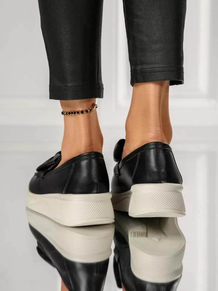 Pantofi casual dama negri din piele ecologica Ember #18290