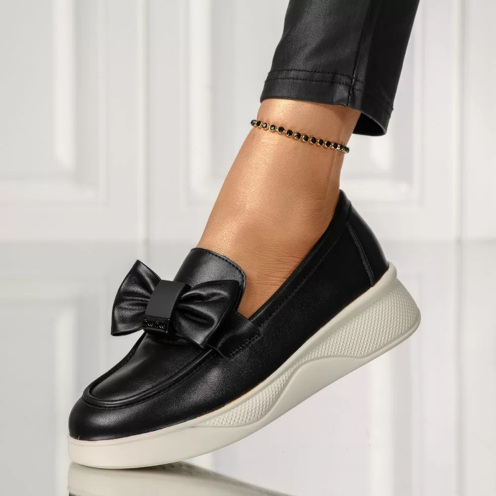 Pantofi casual dama negri din piele ecologica Ember #18290