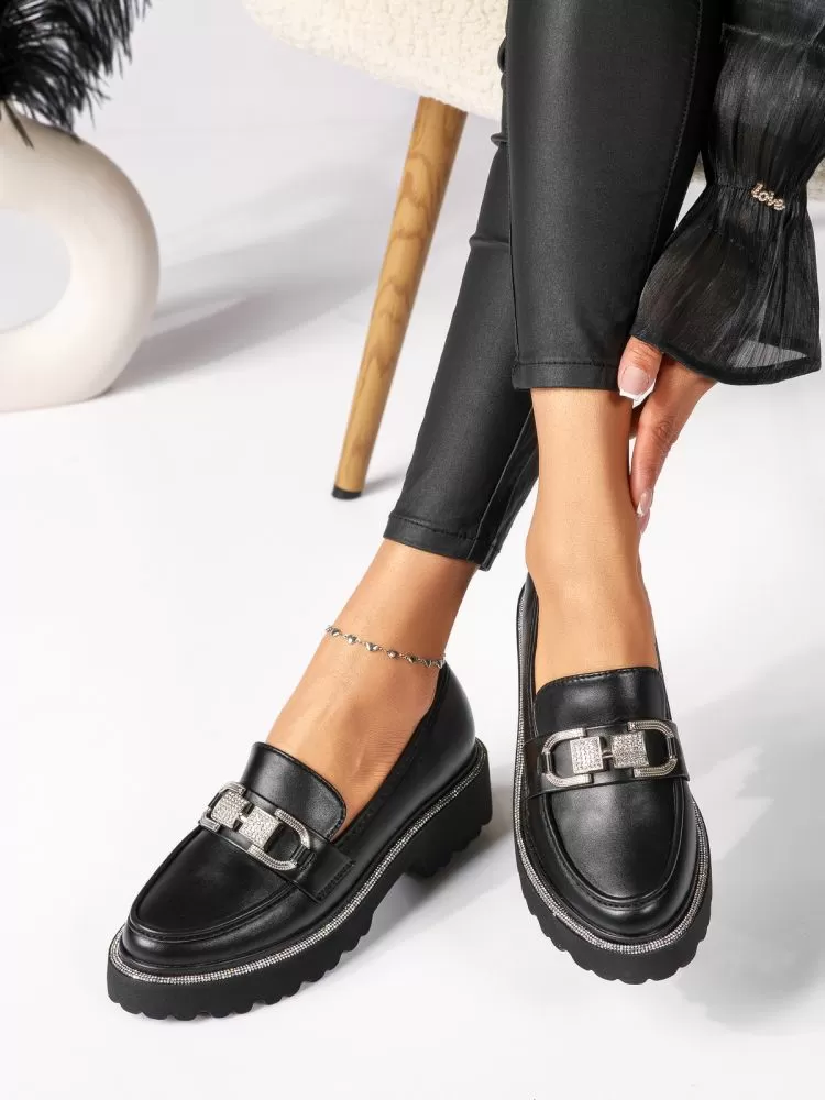 Pantofi casual dama negri din piele ecologica Eden #18311
