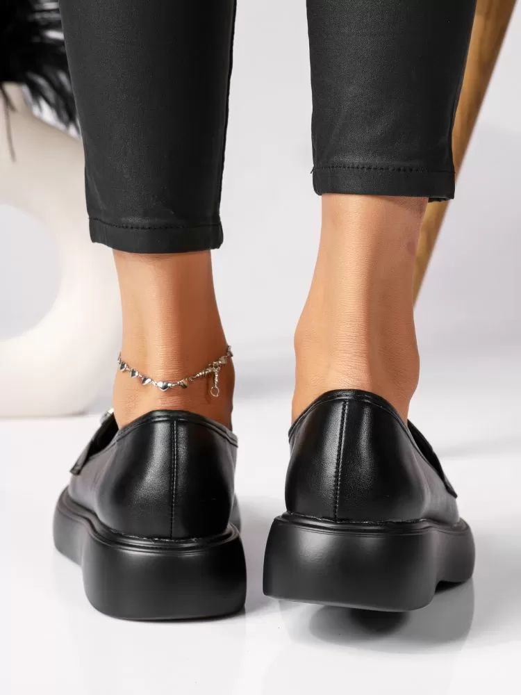 Pantofi casual dama negri din piele ecologica Ella #18317