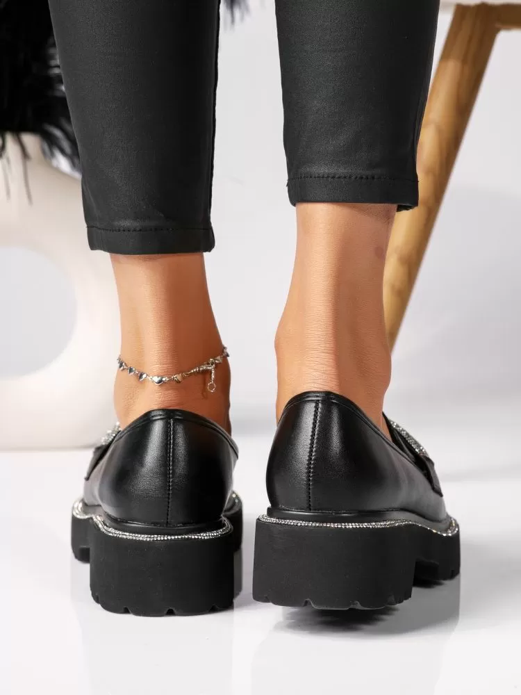 Pantofi casual dama negri din piele ecologica Everly #18320