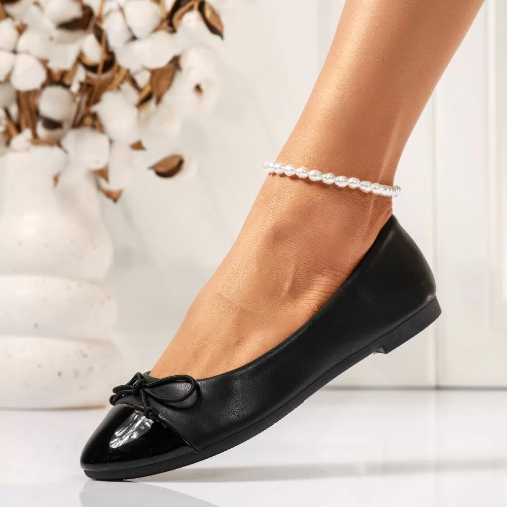 Cecilia Női Balerina Cipő Fekete Ökológiai Bőrből #18387