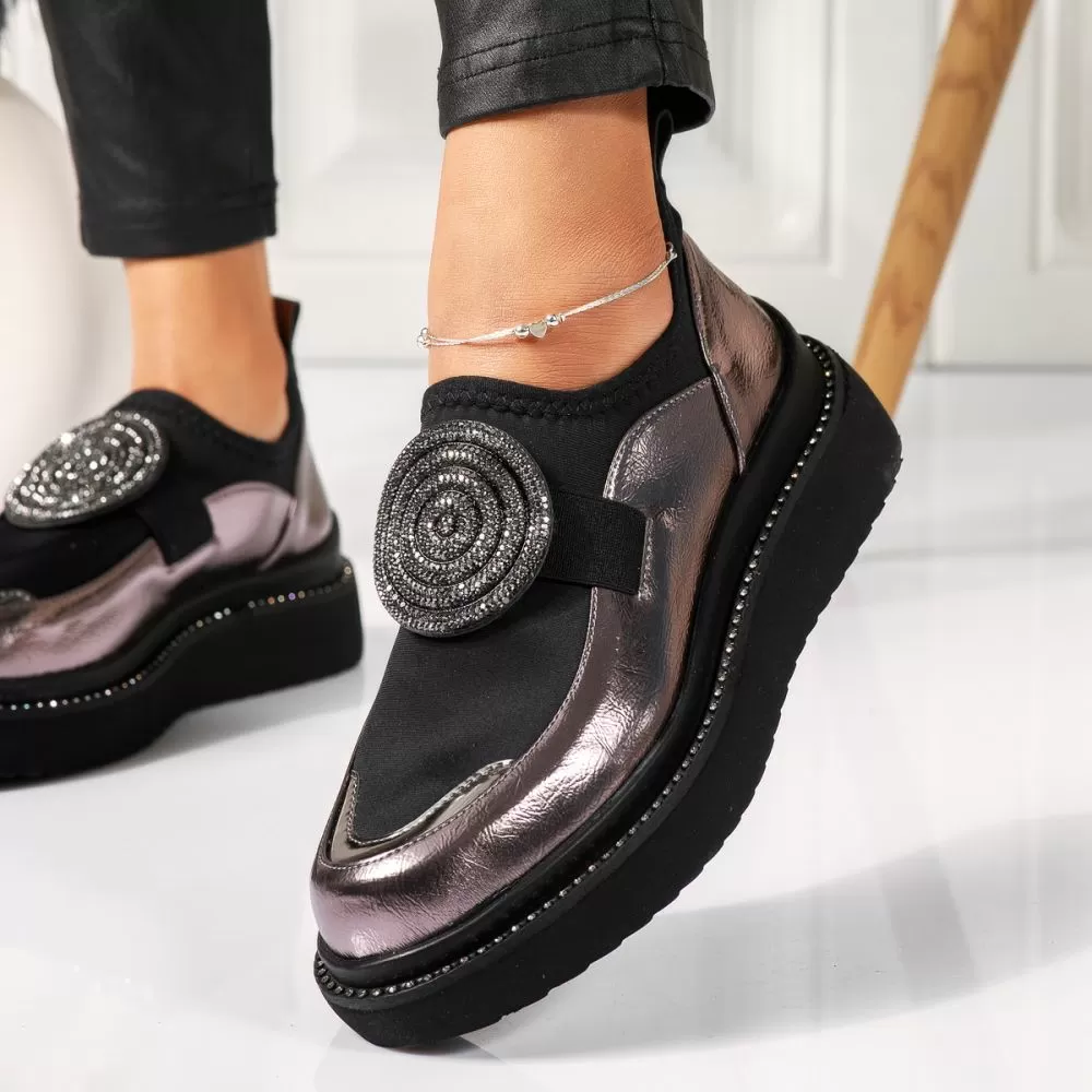 Pantofi casual dama gri din piele ecologica Criss #18508
