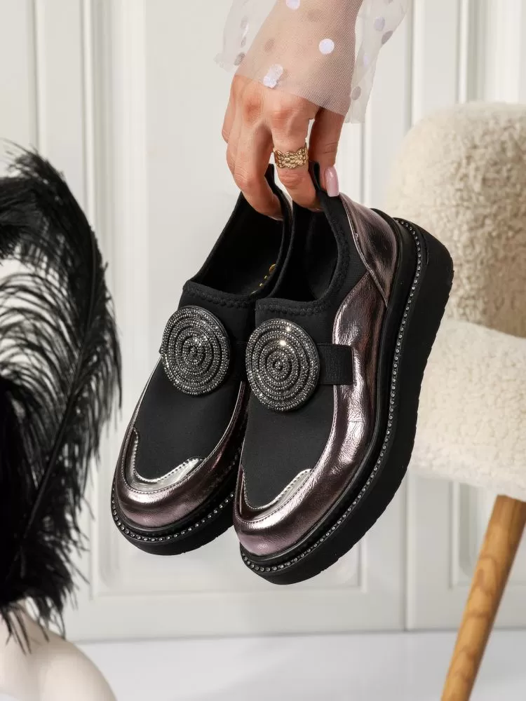 Pantofi casual dama gri din piele ecologica Criss #18508