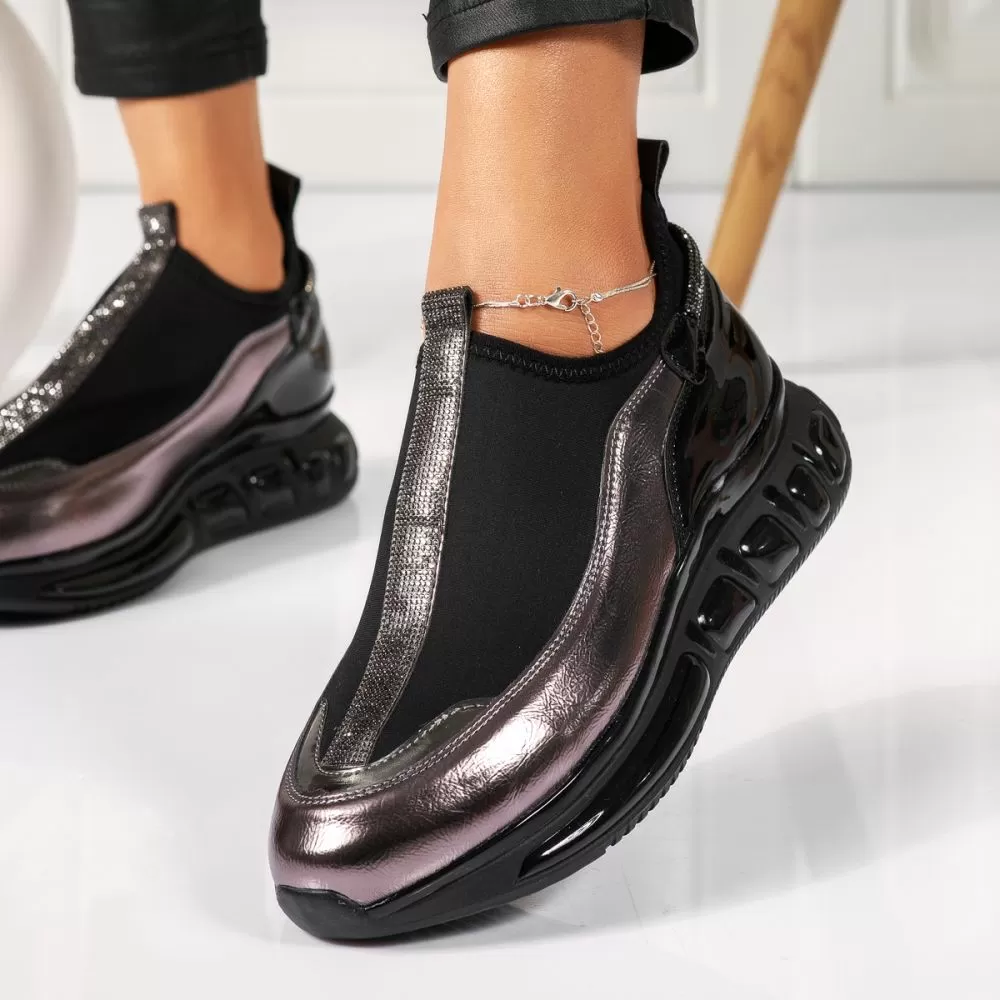 Pantofi casual dama gri din piele ecologica Candace #18509