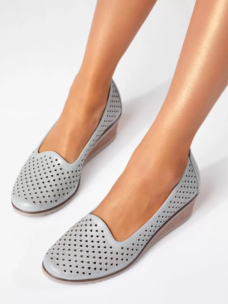 Pantofi dama cu platforma albastri din piele ecologica Hazel #18738