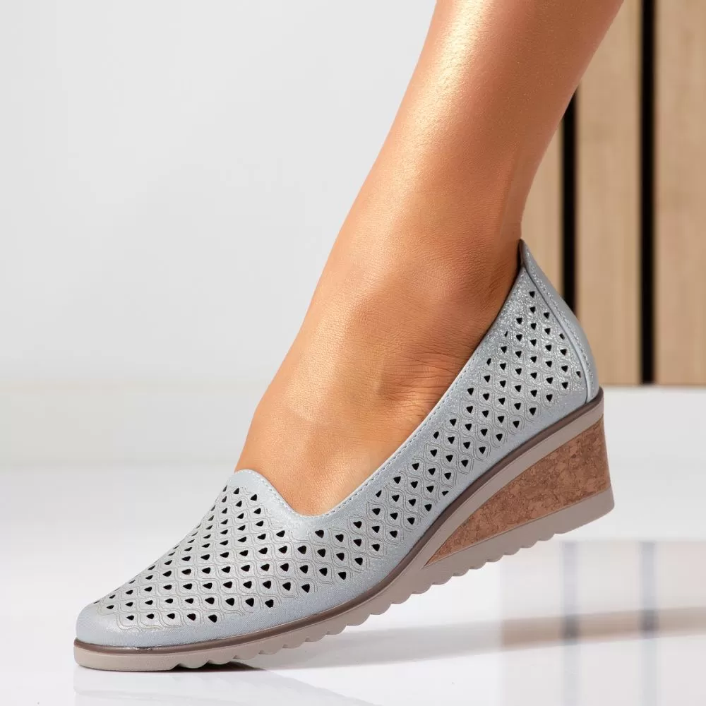 Pantofi dama cu platforma albastri din piele ecologica Hazel #18738
