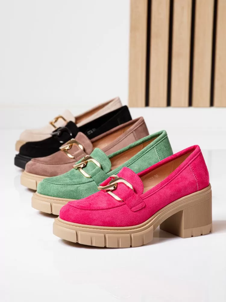 Pantofi casual dama negri din piele ecologica intoarsa Mila #18743