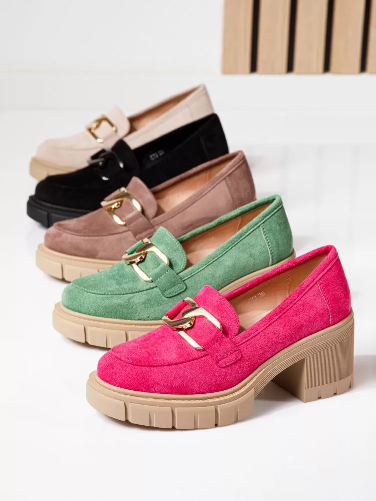Pantofi casual dama negri din piele ecologica intoarsa Mila #18743