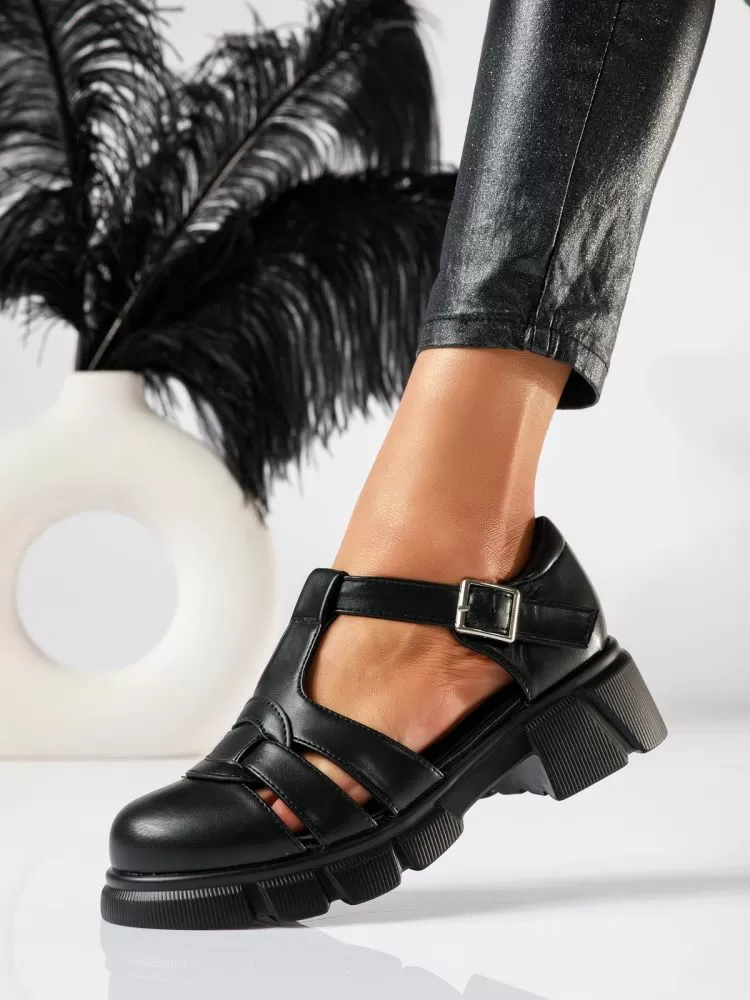 Pantofi casual dama negri din piele ecologica Reina #18842