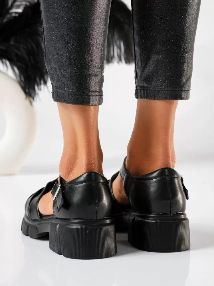 Pantofi casual dama negri din piele ecologica Reina #18842