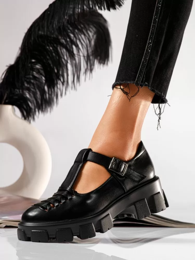 Pantofi casual dama negri din piele ecologica Maria #19236