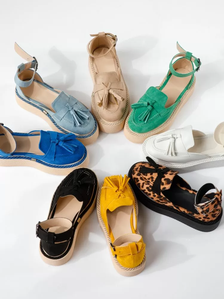 Pantofi casual dama galbeni din piele ecologica intoarsa Lena #19338