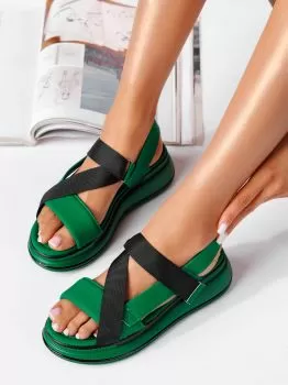 Sandale cu platforma dama verzi din piele ecologica Hazell #19537