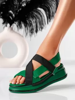 Sandale cu platforma dama verzi din piele ecologica Hazell #19537