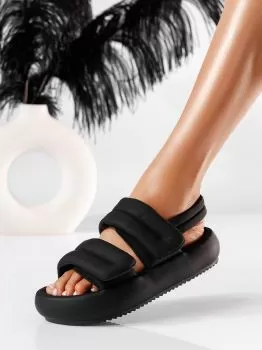 Sandale cu platforma dama negre din material impermeabil Thea #19705