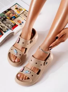 Sandale cu platforma dama khaki din material sintetic Shasa #19887