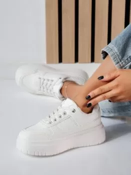 Adidasi dama albi din piele ecologica Mavis #19934