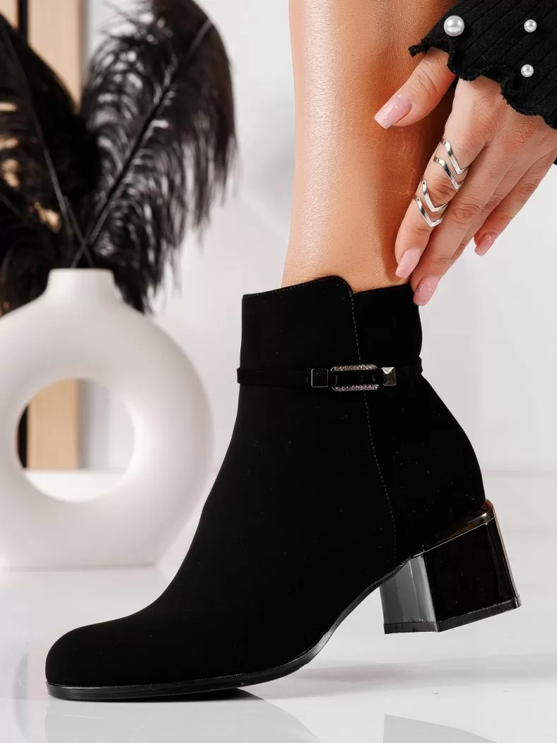 Botine dama negre îmblanite din piele ecologica intoarsa Lumi #20650