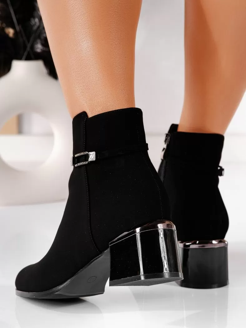 Botine dama negre îmblanite din piele ecologica intoarsa Lumi #20650