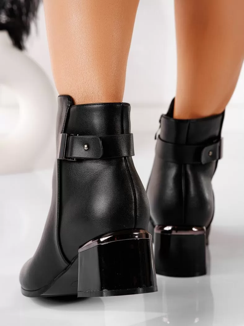 Botine dama îmblanite negre din piele ecologica Pixie #20656