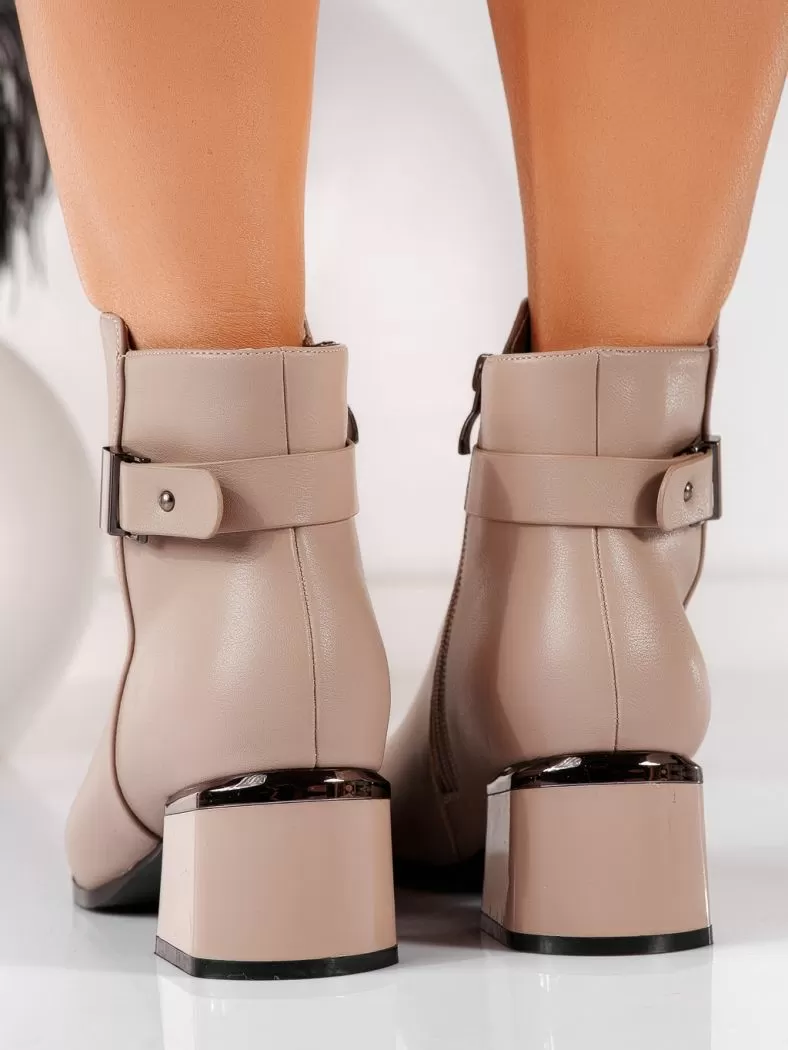 Botine dama îmblanite bej din piele ecologica Pixie #20657