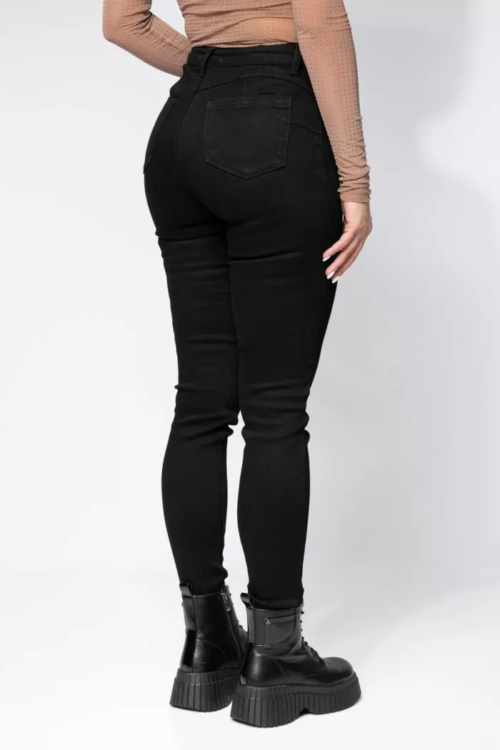 Nancy Fekete Női Skinny Vattás Farmer PushUppal #A615