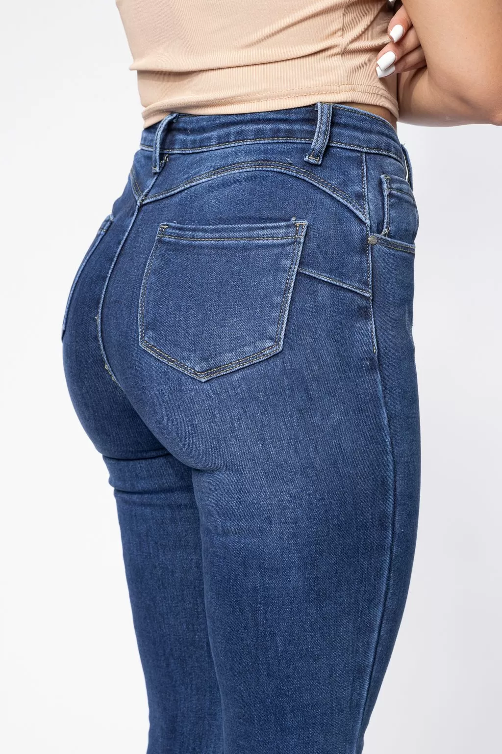 Zina Kék Női Skinny Vattás Farmer PushUppal #A617