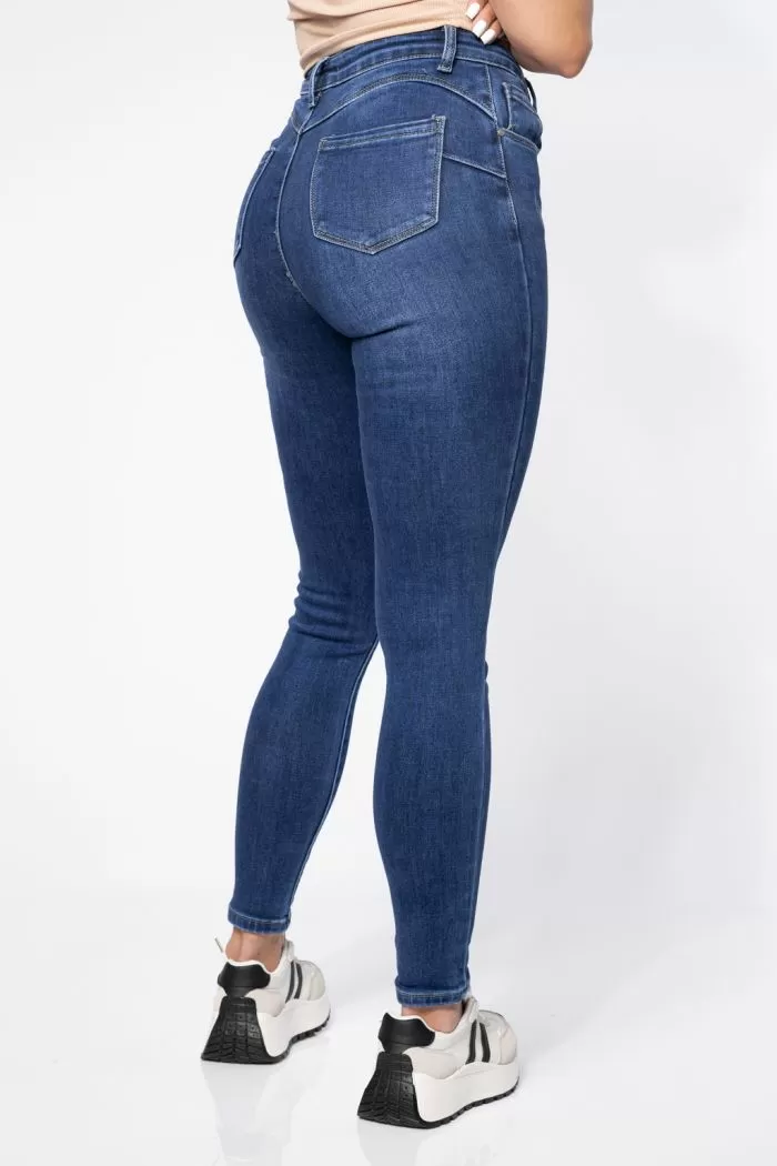 Zina Kék Női Skinny Vattás Farmer PushUppal #A617