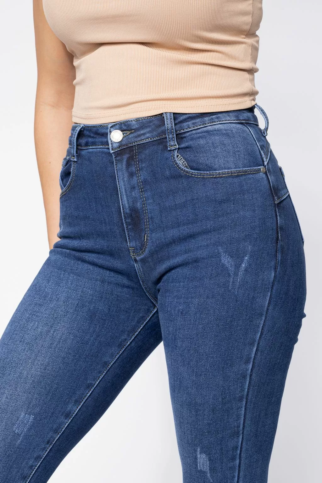 Zina2 Kék Női Skinny Vattás Farmer PushUppal #A618