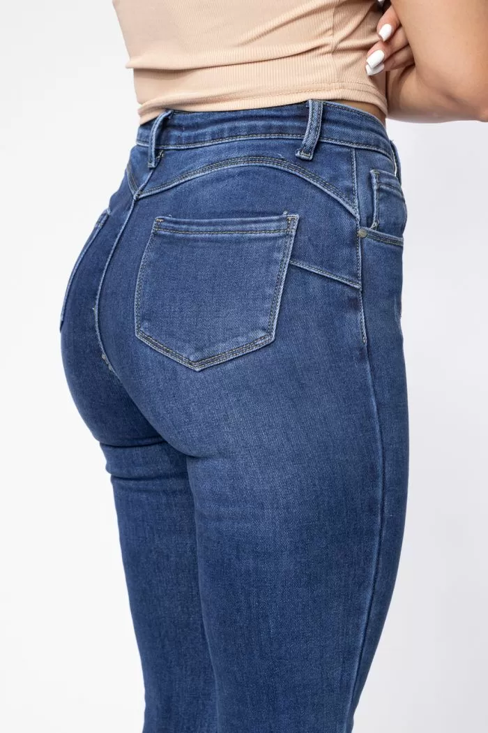 Zina2 Kék Női Skinny Vattás Farmer PushUppal #A618