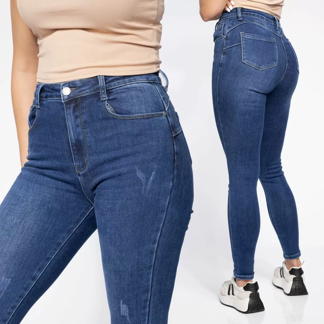 Zina2 Kék Női Skinny Vattás Farmer PushUppal #A618